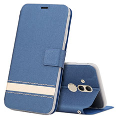 Coque Portefeuille Livre Cuir Etui Clapet T05 pour Huawei Mate 20 Lite Bleu