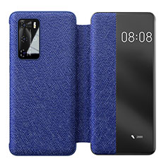 Coque Portefeuille Livre Cuir Etui Clapet T05 pour Huawei P40 Pro Bleu