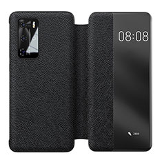 Coque Portefeuille Livre Cuir Etui Clapet T05 pour Huawei P40 Pro Noir