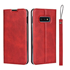 Coque Portefeuille Livre Cuir Etui Clapet T05 pour Samsung Galaxy S10e Rouge