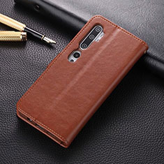 Coque Portefeuille Livre Cuir Etui Clapet T05 pour Xiaomi Mi Note 10 Marron