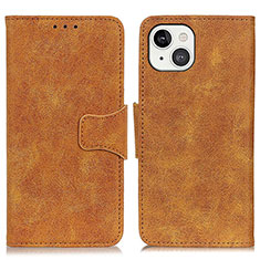 Coque Portefeuille Livre Cuir Etui Clapet T06 pour Apple iPhone 13 Mini Brun Clair