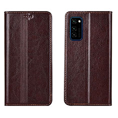 Coque Portefeuille Livre Cuir Etui Clapet T06 pour Huawei Honor View 30 Pro 5G Marron