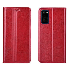Coque Portefeuille Livre Cuir Etui Clapet T06 pour Huawei Honor View 30 Pro 5G Rouge