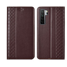 Coque Portefeuille Livre Cuir Etui Clapet T06 pour Huawei Nova 7 SE 5G Marron