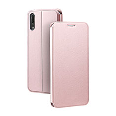 Coque Portefeuille Livre Cuir Etui Clapet T06 pour Huawei P20 Or Rose