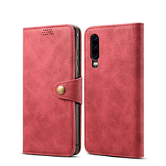 Coque Portefeuille Livre Cuir Etui Clapet T06 pour Huawei P30 Rouge