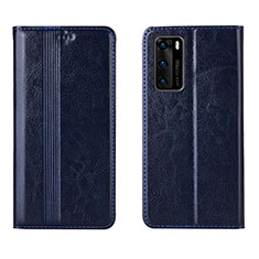 Coque Portefeuille Livre Cuir Etui Clapet T06 pour Huawei P40 Bleu