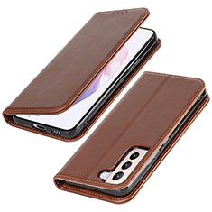 Coque Portefeuille Livre Cuir Etui Clapet T06D pour Samsung Galaxy S21 FE 5G Marron