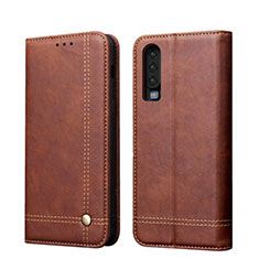 Coque Portefeuille Livre Cuir Etui Clapet T07 pour Huawei P30 Marron