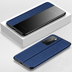 Coque Portefeuille Livre Cuir Etui Clapet T07 pour Huawei P40 Bleu