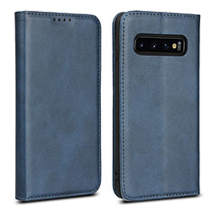 Coque Portefeuille Livre Cuir Etui Clapet T07 pour Samsung Galaxy S10 Bleu