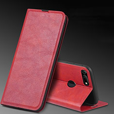 Coque Portefeuille Livre Cuir Etui Clapet T08 pour Huawei Honor View 20 Rouge