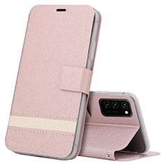 Coque Portefeuille Livre Cuir Etui Clapet T08 pour Huawei Honor View 30 5G Or Rose