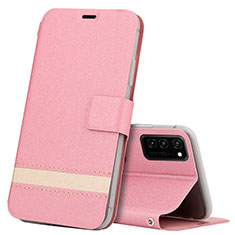 Coque Portefeuille Livre Cuir Etui Clapet T08 pour Huawei Honor View 30 Pro 5G Rose