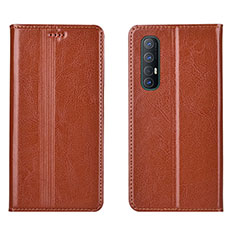 Coque Portefeuille Livre Cuir Etui Clapet T08 pour Oppo Reno3 Pro Orange