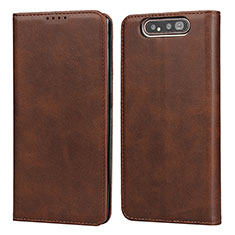 Coque Portefeuille Livre Cuir Etui Clapet T08 pour Samsung Galaxy A80 Marron