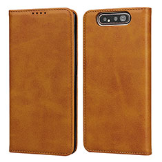 Coque Portefeuille Livre Cuir Etui Clapet T08 pour Samsung Galaxy A80 Orange