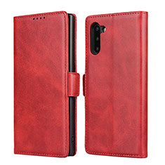 Coque Portefeuille Livre Cuir Etui Clapet T08 pour Samsung Galaxy Note 10 Rouge