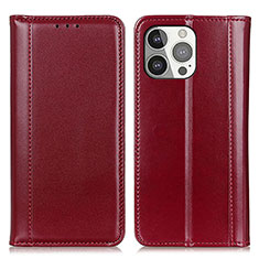 Coque Portefeuille Livre Cuir Etui Clapet T09 pour Apple iPhone 14 Pro Rouge