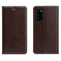 Coque Portefeuille Livre Cuir Etui Clapet T09 pour Huawei Honor V30 5G Marron