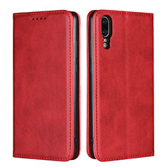 Coque Portefeuille Livre Cuir Etui Clapet T09 pour Huawei P20 Rouge