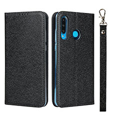 Coque Portefeuille Livre Cuir Etui Clapet T09 pour Huawei P30 Lite XL Noir