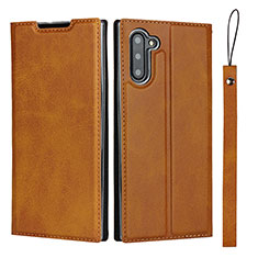 Coque Portefeuille Livre Cuir Etui Clapet T09 pour Samsung Galaxy Note 10 5G Orange