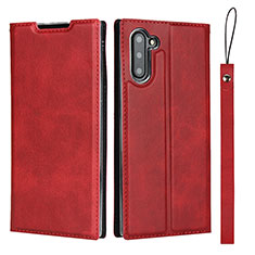 Coque Portefeuille Livre Cuir Etui Clapet T09 pour Samsung Galaxy Note 10 5G Rouge