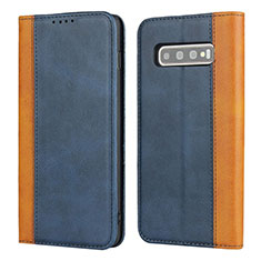 Coque Portefeuille Livre Cuir Etui Clapet T09 pour Samsung Galaxy S10 Bleu