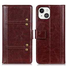 Coque Portefeuille Livre Cuir Etui Clapet T10 pour Apple iPhone 15 Plus Marron