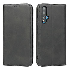 Coque Portefeuille Livre Cuir Etui Clapet T10 pour Huawei Honor 20 Noir