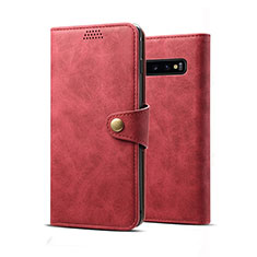 Coque Portefeuille Livre Cuir Etui Clapet T10 pour Samsung Galaxy S10 Rouge