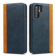 Coque Portefeuille Livre Cuir Etui Clapet T11 pour Huawei P30 Pro New Edition Bleu