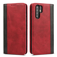 Coque Portefeuille Livre Cuir Etui Clapet T11 pour Huawei P30 Pro Rouge