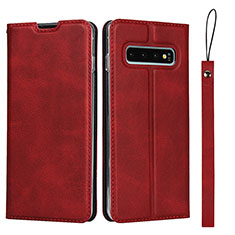 Coque Portefeuille Livre Cuir Etui Clapet T11 pour Samsung Galaxy S10 Plus Rouge