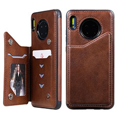 Coque Portefeuille Livre Cuir Etui Clapet T14 pour Huawei Mate 30 5G Marron