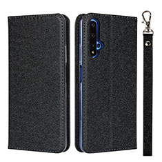 Coque Portefeuille Livre Cuir Etui Clapet T14 pour Huawei Nova 5T Noir