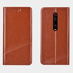 Coque Portefeuille Livre Cuir Etui Clapet T14 pour Xiaomi Mi 9T Orange