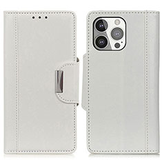 Coque Portefeuille Livre Cuir Etui Clapet T15 pour Apple iPhone 13 Pro Blanc