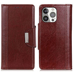 Coque Portefeuille Livre Cuir Etui Clapet T15 pour Apple iPhone 13 Pro Marron