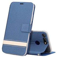 Coque Portefeuille Livre Cuir Etui Clapet T15 pour Huawei Honor V20 Bleu