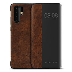 Coque Portefeuille Livre Cuir Etui Clapet T16 pour Huawei P30 Pro New Edition Marron