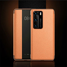 Coque Portefeuille Livre Cuir Etui Clapet T16 pour Huawei P40 Orange