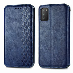 Coque Portefeuille Livre Cuir Etui Clapet T16 pour Xiaomi Poco M3 Bleu