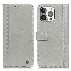 Coque Portefeuille Livre Cuir Etui Clapet T18 pour Apple iPhone 15 Pro Gris