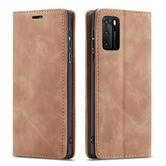 Coque Portefeuille Livre Cuir Etui Clapet T18 pour Huawei P40 Orange