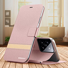 Coque Portefeuille Livre Cuir Etui Clapet TB1 pour Xiaomi Mi 14 5G Or Rose