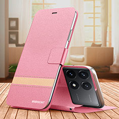 Coque Portefeuille Livre Cuir Etui Clapet TB1 pour Xiaomi Redmi K70 Pro 5G Rose Rouge