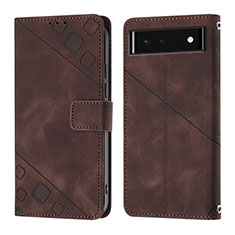 Coque Portefeuille Livre Cuir Etui Clapet Y01B pour Google Pixel 6 5G Marron